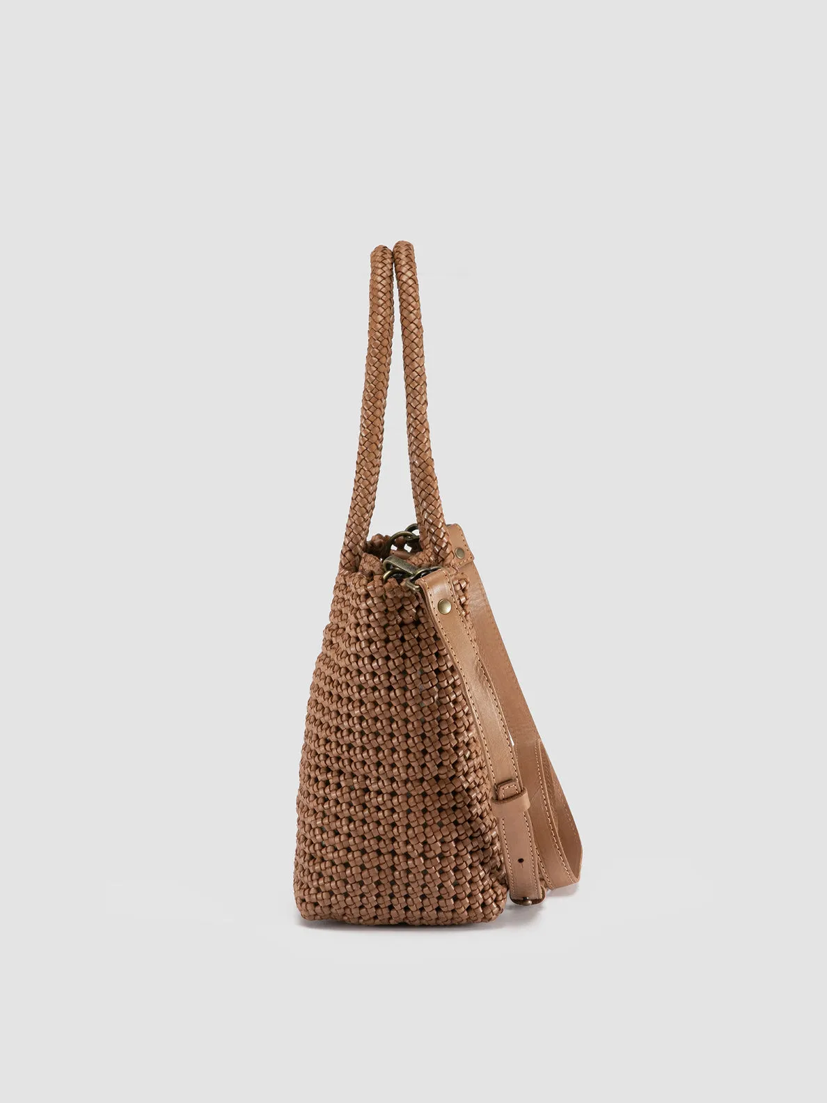 SUSAN 09 - Brown Woven Leather Shoulder Bag