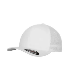 Tactel mesh panel baseball cap white Flexfit