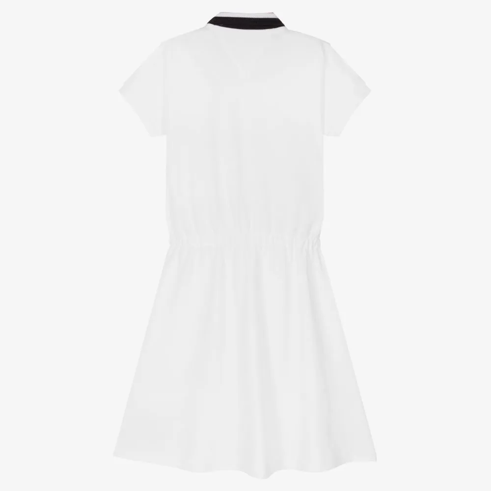 Teen White Cotton Polo Dress