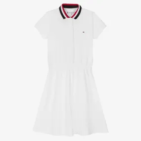 Teen White Cotton Polo Dress