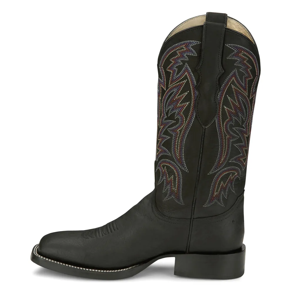 Three Bars Wide Square Toe Cowboy Boots