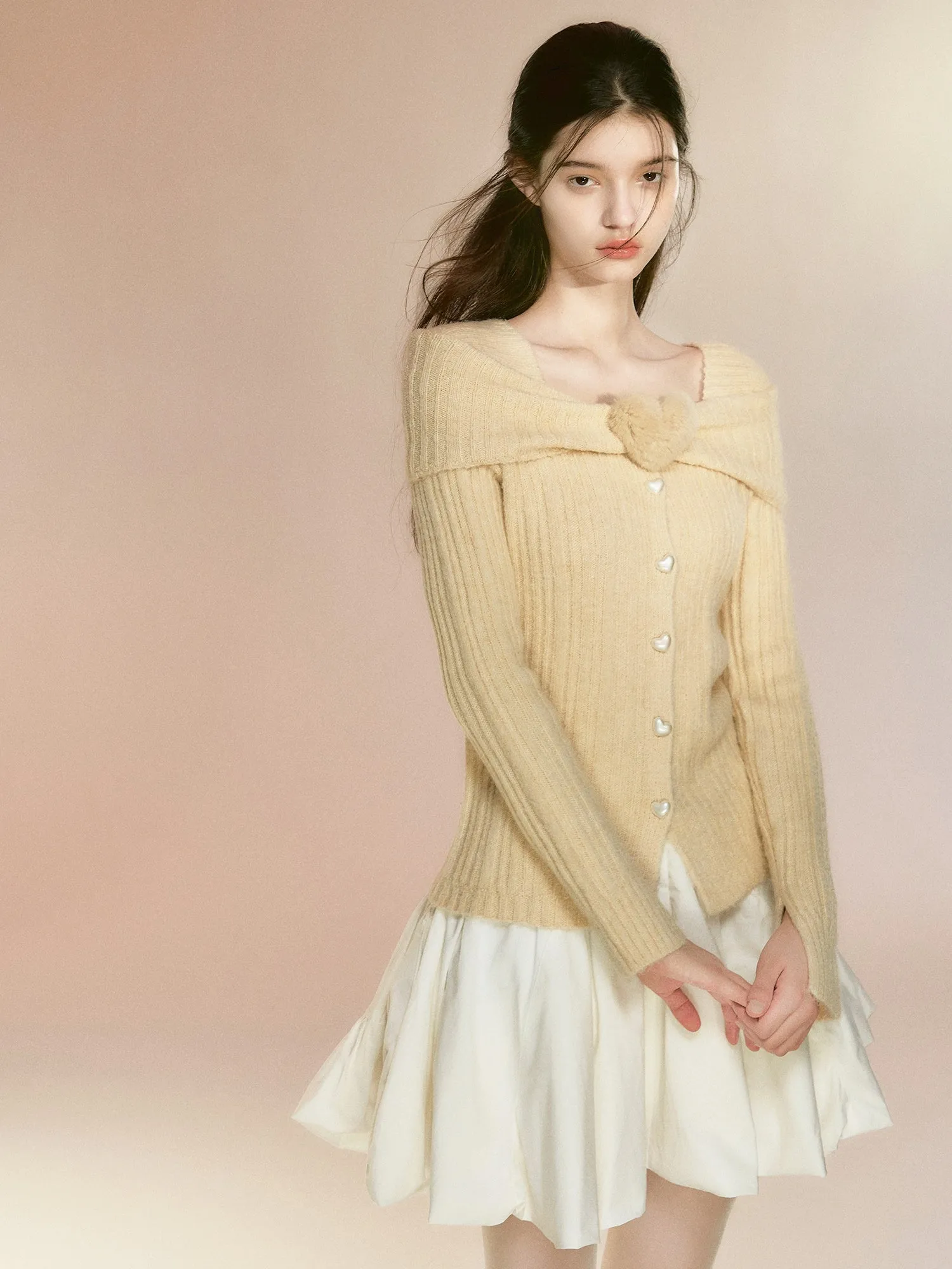 Three-dimensional Love Knitted Cardigan