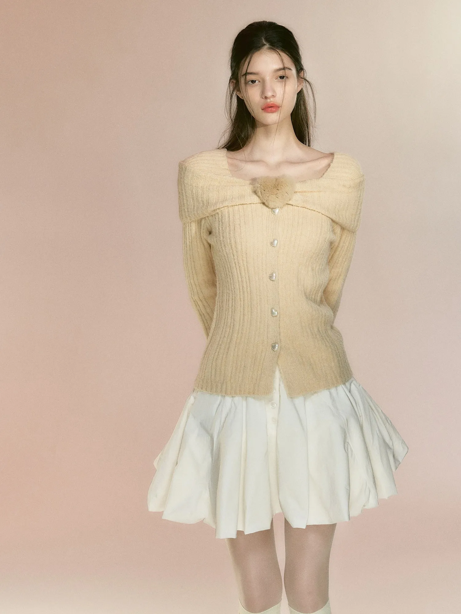 Three-dimensional Love Knitted Cardigan