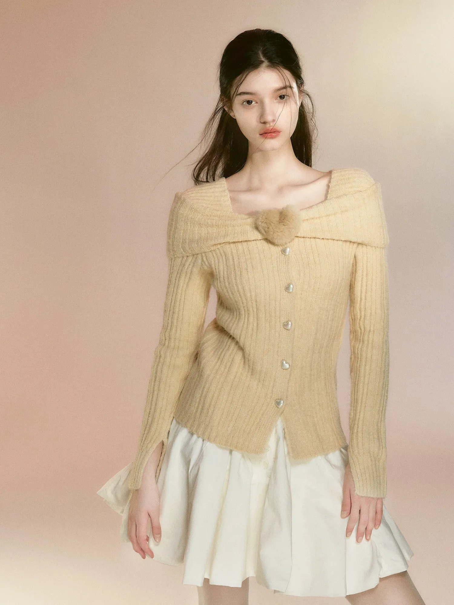 Three-dimensional Love Knitted Cardigan