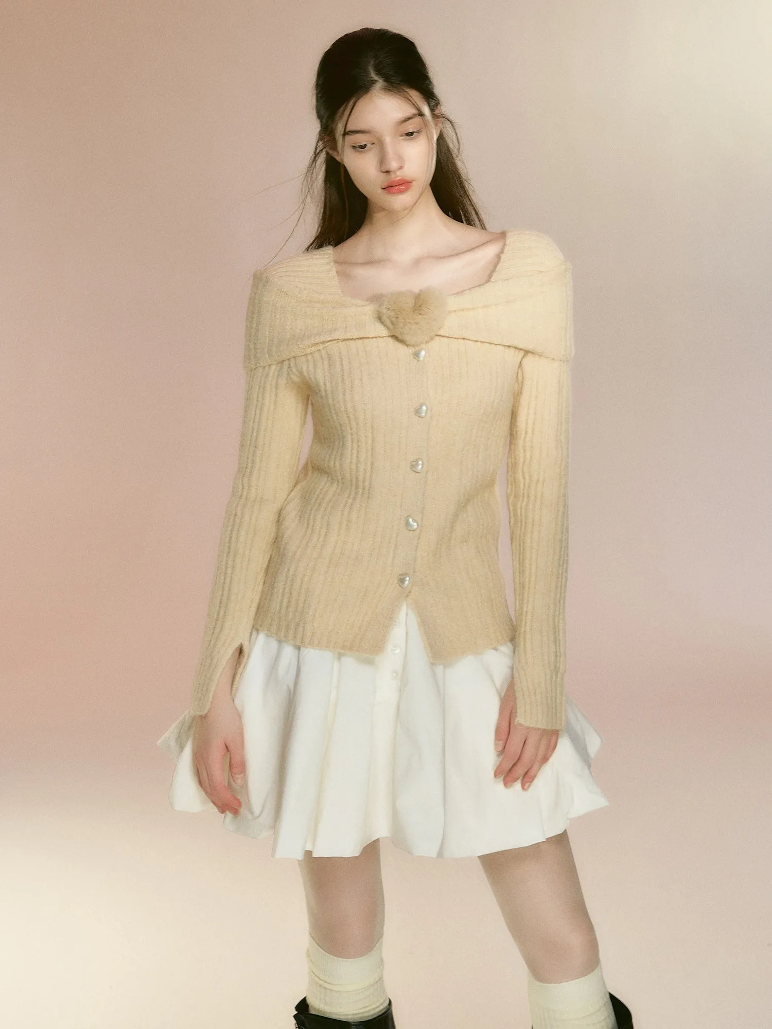 Three-dimensional Love Knitted Cardigan