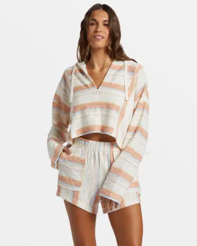 Todos Santos Poncho Style Hoodie - Cafe Creme Beach Blissed Strip