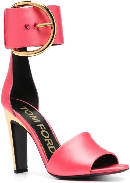 TOM FORD buckled satin 105mm sandals Pink