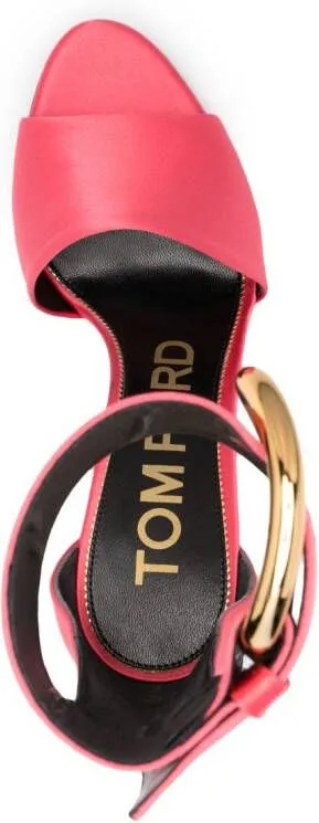 TOM FORD buckled satin 105mm sandals Pink