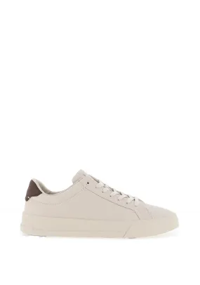 Tommy Hilfiger Leather Textured Court Trainers, Alabaster