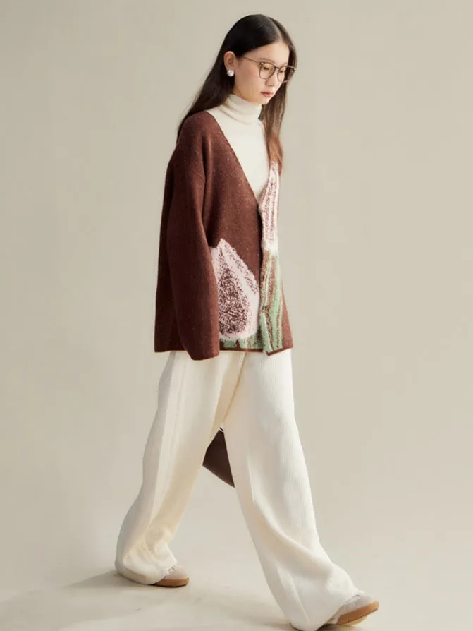 Tulip Contrasting Color Knitted Cardigan & Skirt