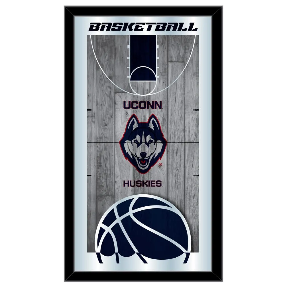 Uconn Huskies HBS Navy Basketball Framed Hanging Glass Wall Mirror (26x15)