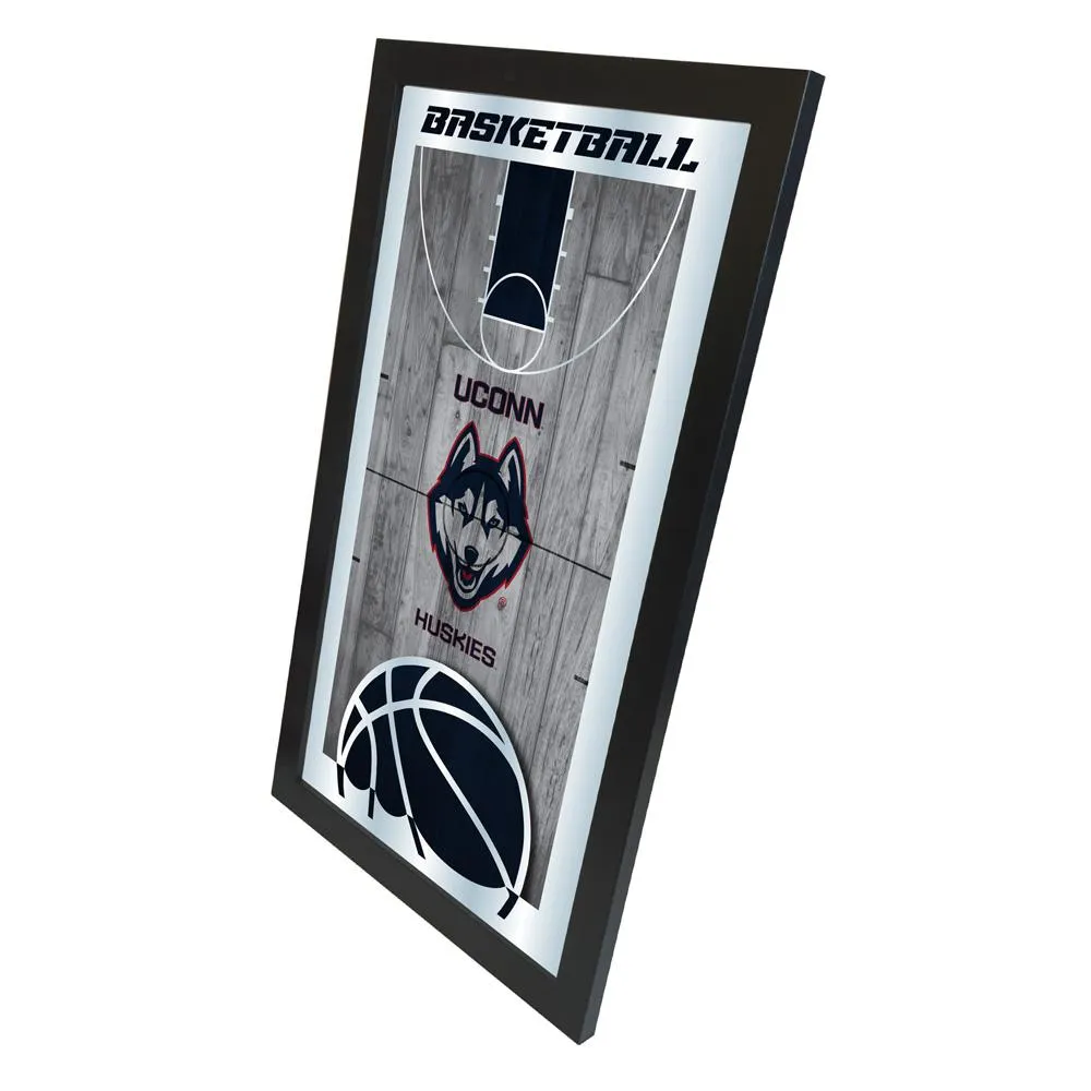 Uconn Huskies HBS Navy Basketball Framed Hanging Glass Wall Mirror (26x15)