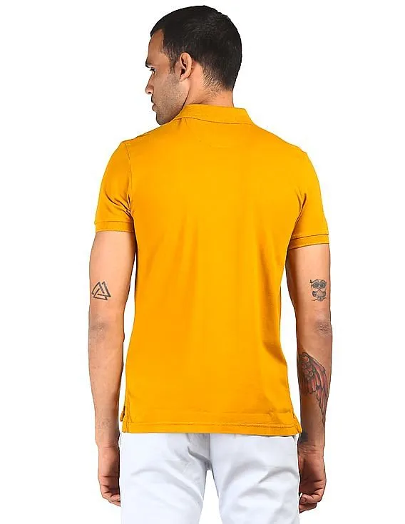 U.S. Polo Assn. Denim Co. Men Mustard Solid Polo T-Shirt