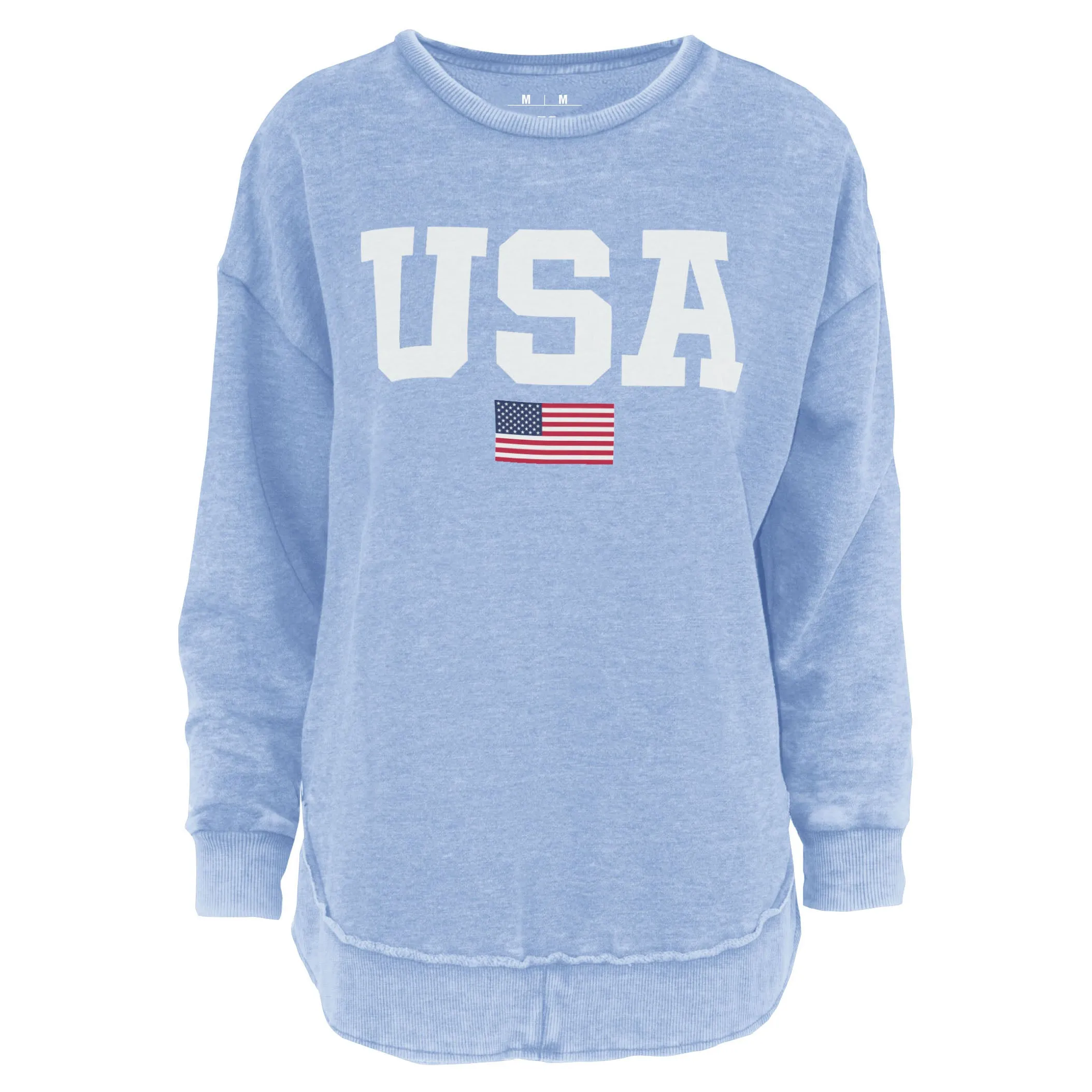 USA Flag Vintage Washed Poncho Fleece