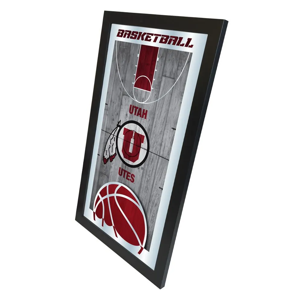 Utah Utes HBS Red Basketball Framed Hanging Glass Wall Mirror (26x15)