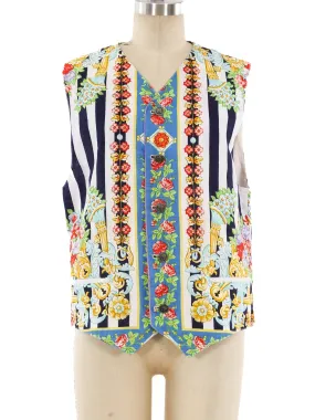 Versus by Gianni Versace Floral and Stripe Printed Vest