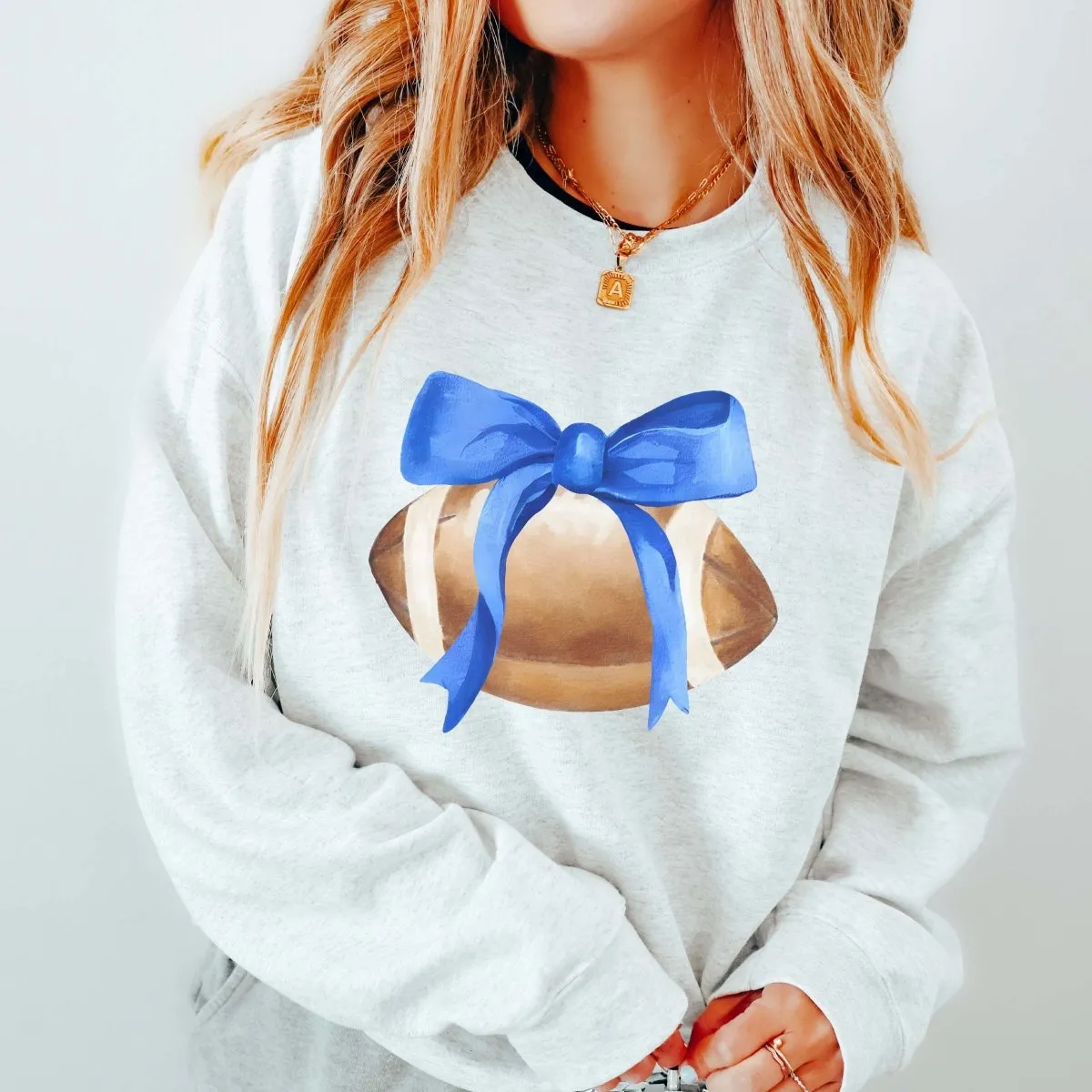 Watercolor Football With Bow Wholesale Sweatshirt - Popular