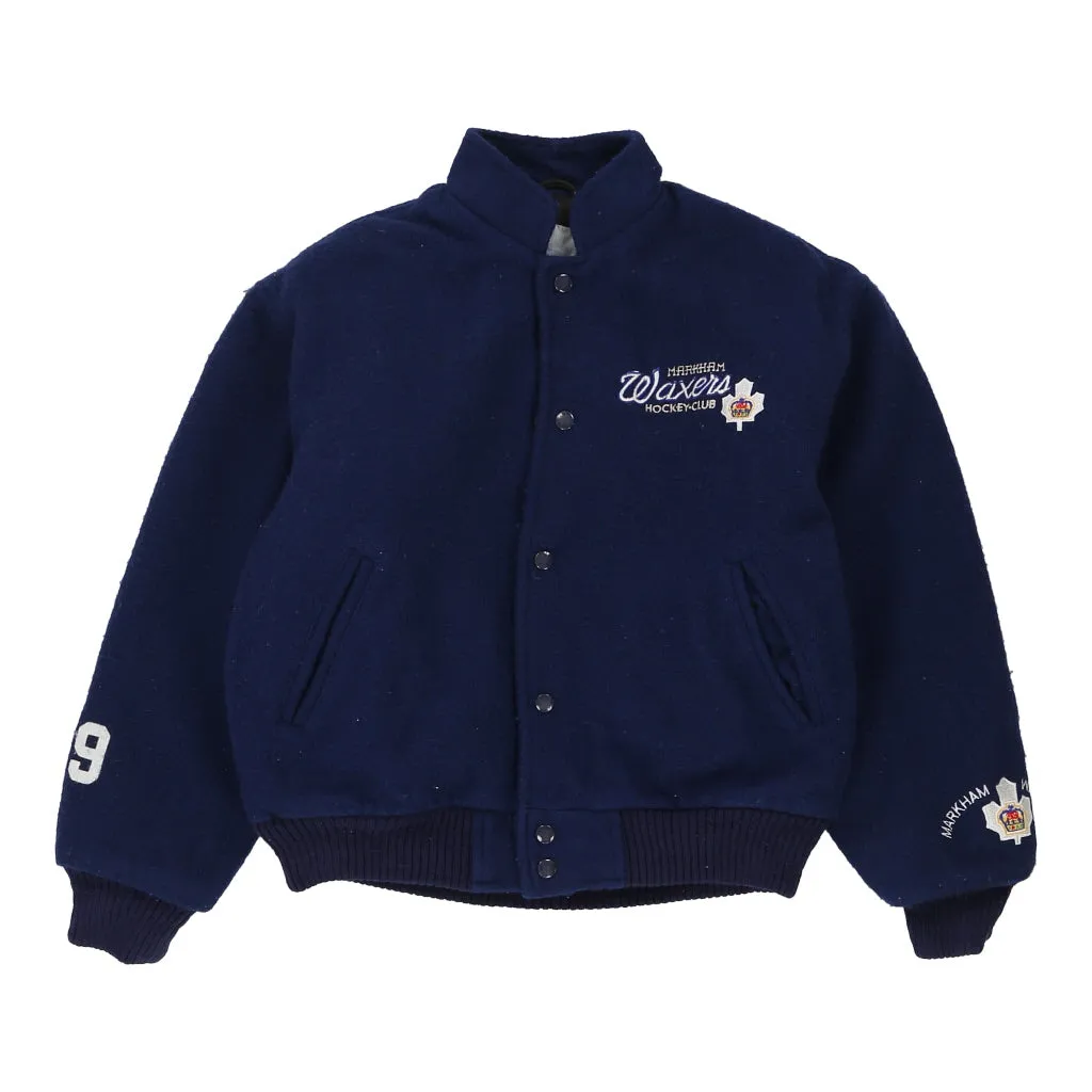 Waxers Hockey Club Ironhead Varsity Jacket - XS Navy Wool Blend