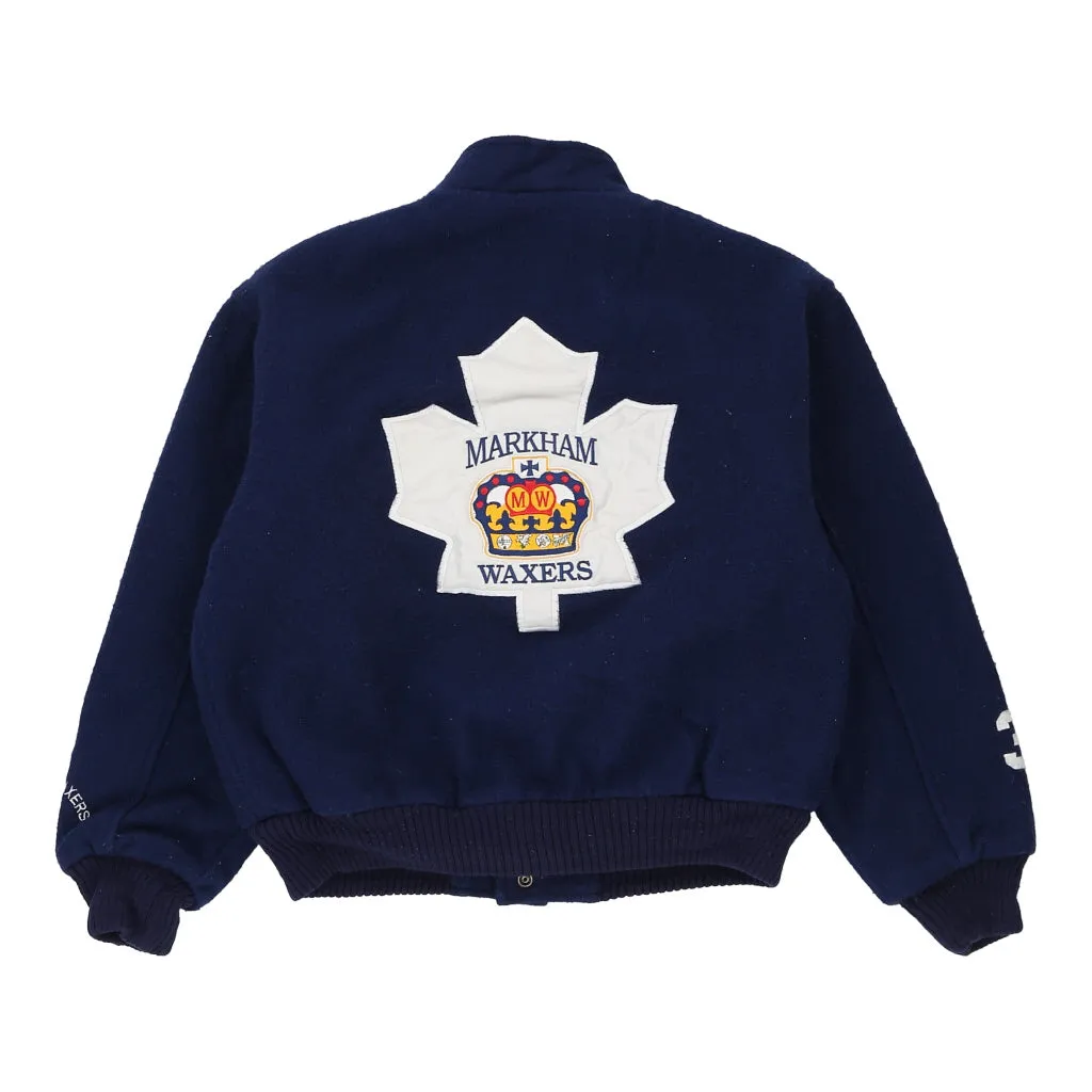 Waxers Hockey Club Ironhead Varsity Jacket - XS Navy Wool Blend