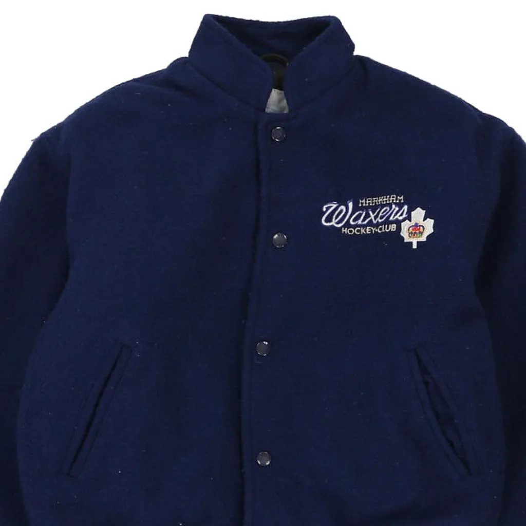 Waxers Hockey Club Ironhead Varsity Jacket - XS Navy Wool Blend