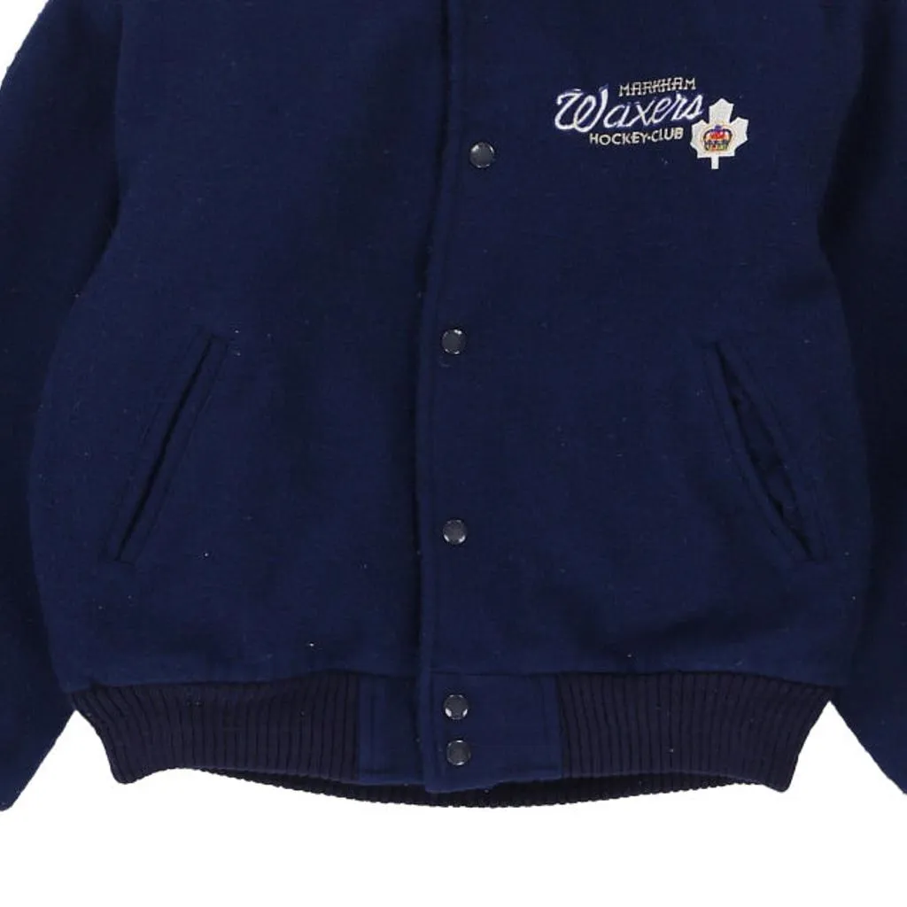 Waxers Hockey Club Ironhead Varsity Jacket - XS Navy Wool Blend