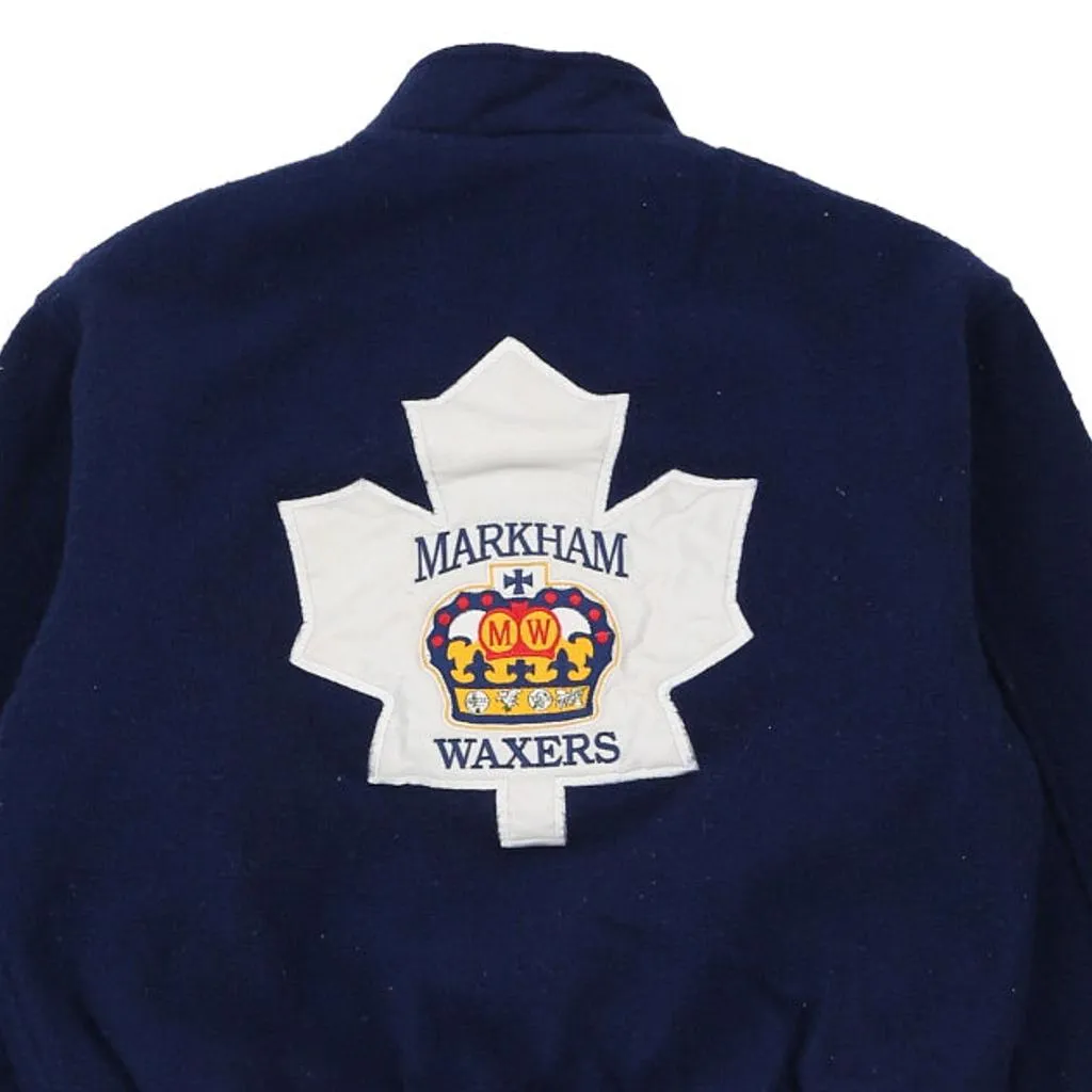 Waxers Hockey Club Ironhead Varsity Jacket - XS Navy Wool Blend