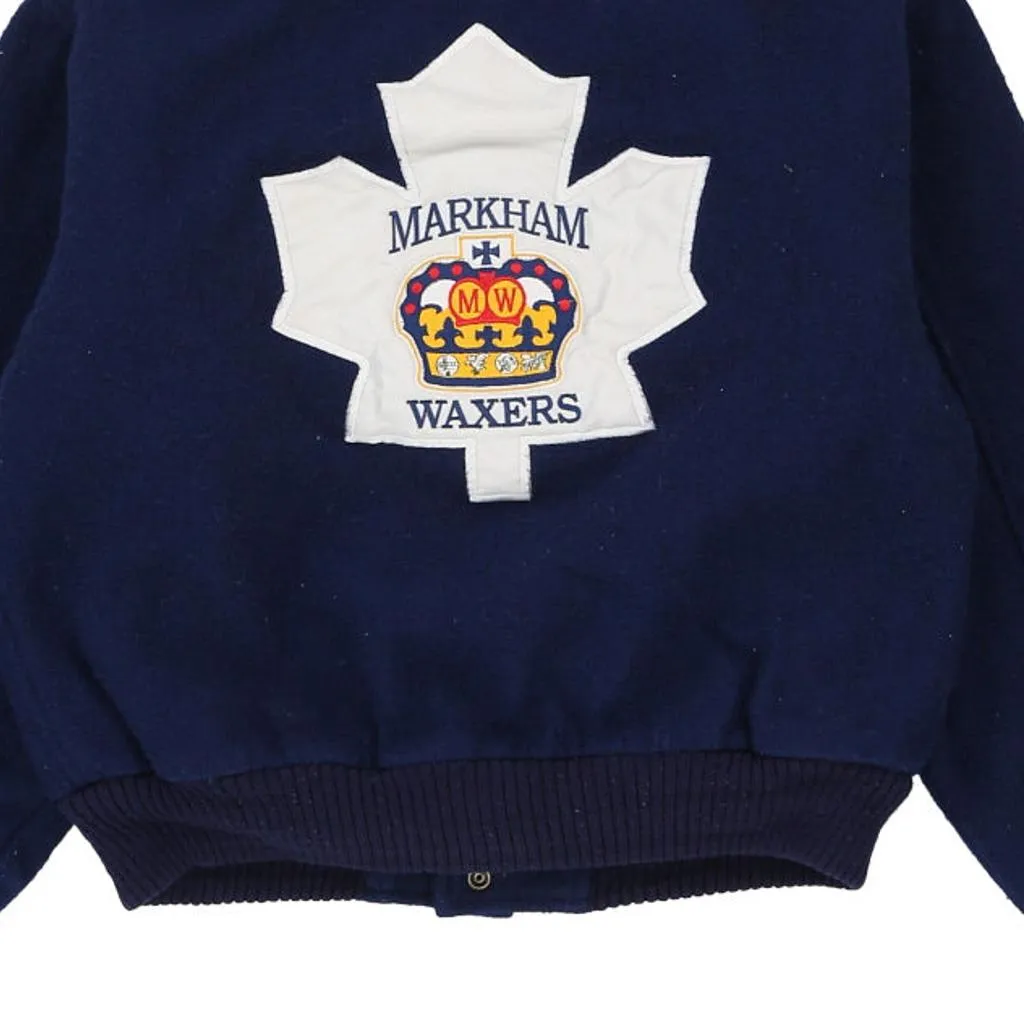 Waxers Hockey Club Ironhead Varsity Jacket - XS Navy Wool Blend