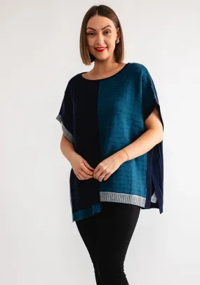 White Stuff Ash Step Hem Poncho, Teal