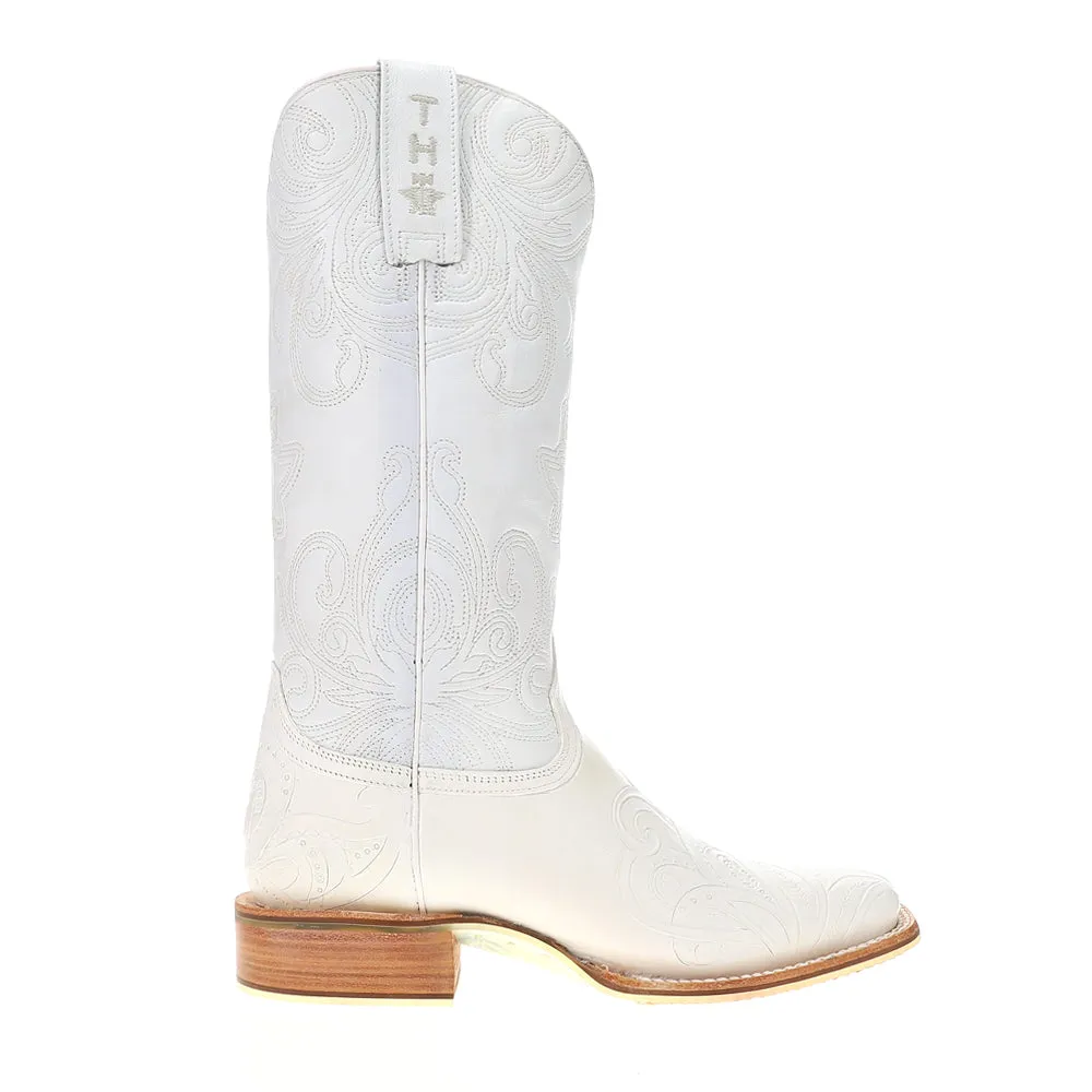 White Wedding Square Toe Cowboy Boots