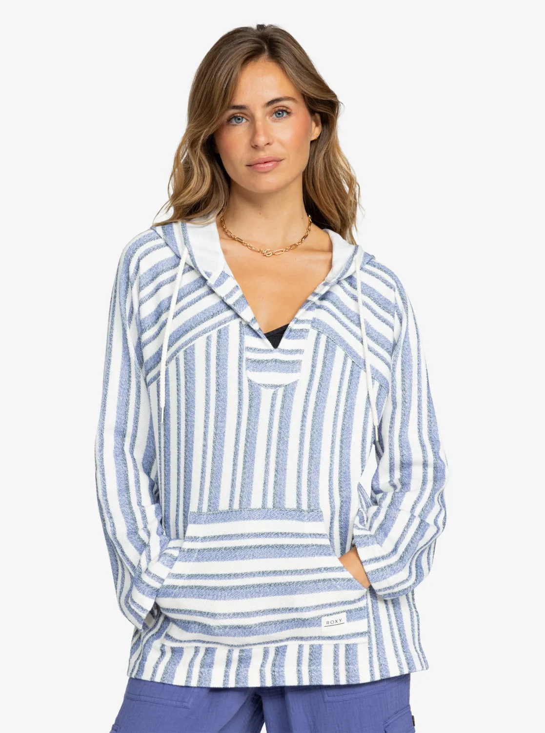 Wild And Free Poncho Style Hoodie - Bijou Silk Caye Stripe