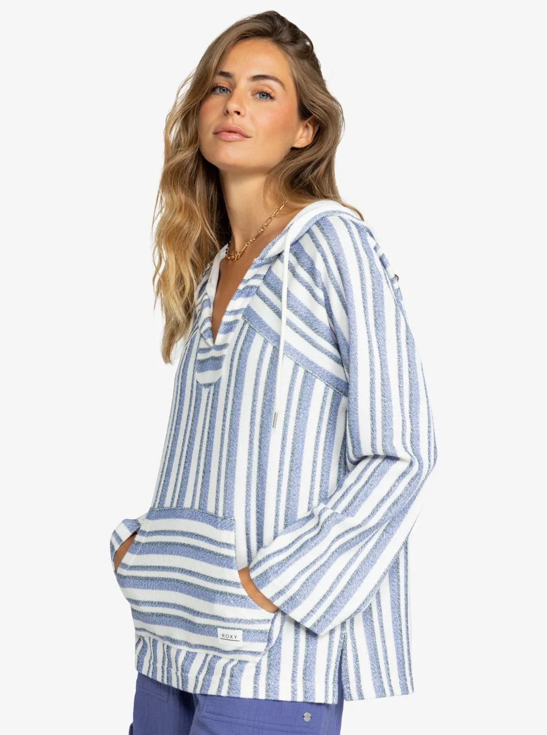 Wild And Free Poncho Style Hoodie - Bijou Silk Caye Stripe