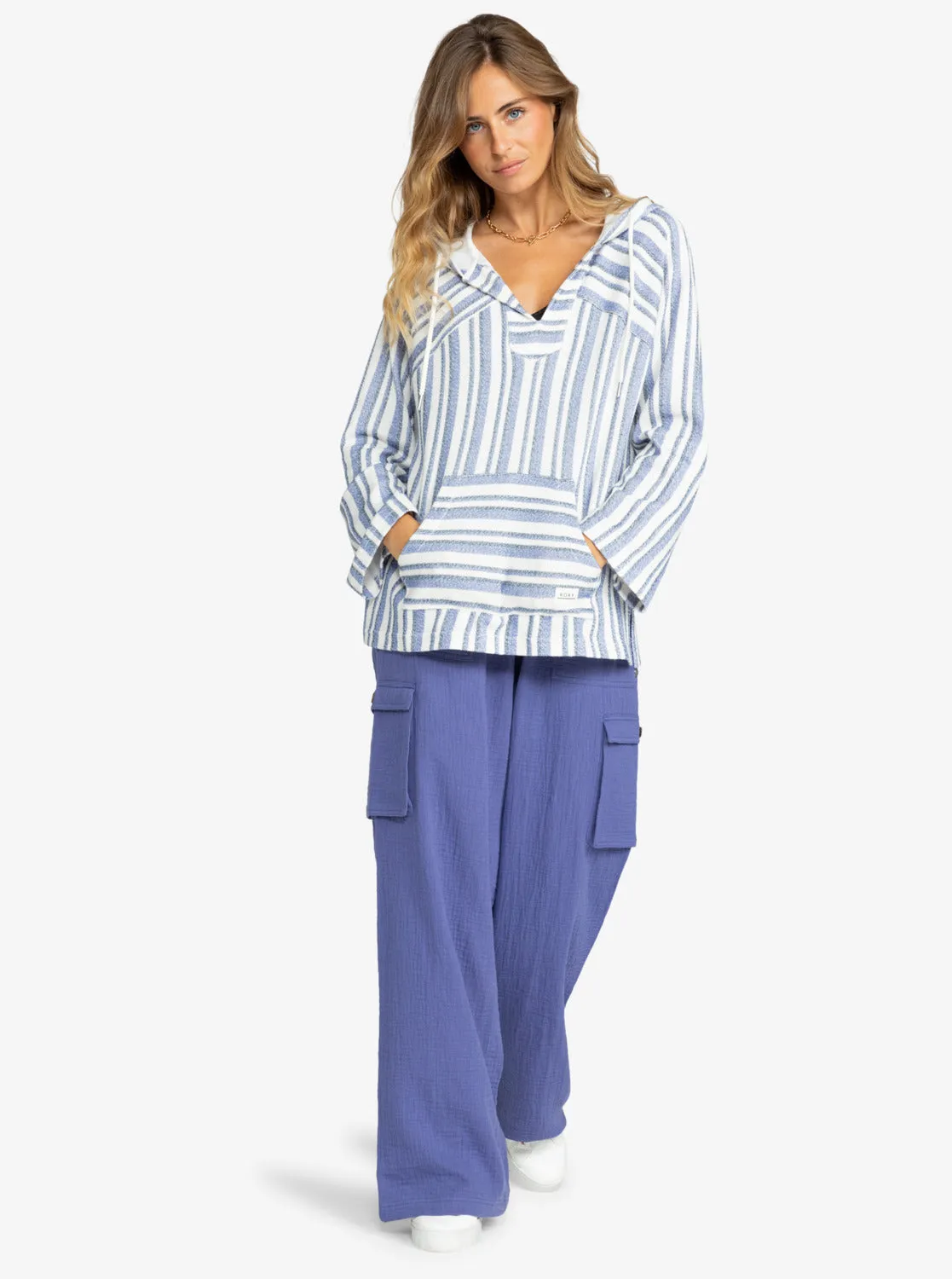 Wild And Free Poncho Style Hoodie - Bijou Silk Caye Stripe