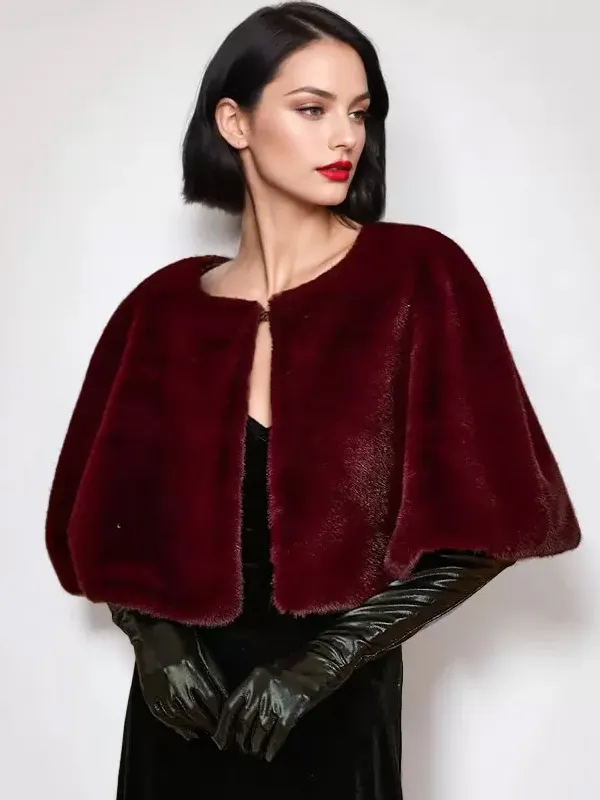 Women Poncho Burgundy Cape