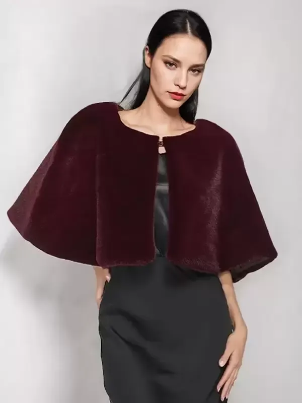 Women Poncho Burgundy Cape