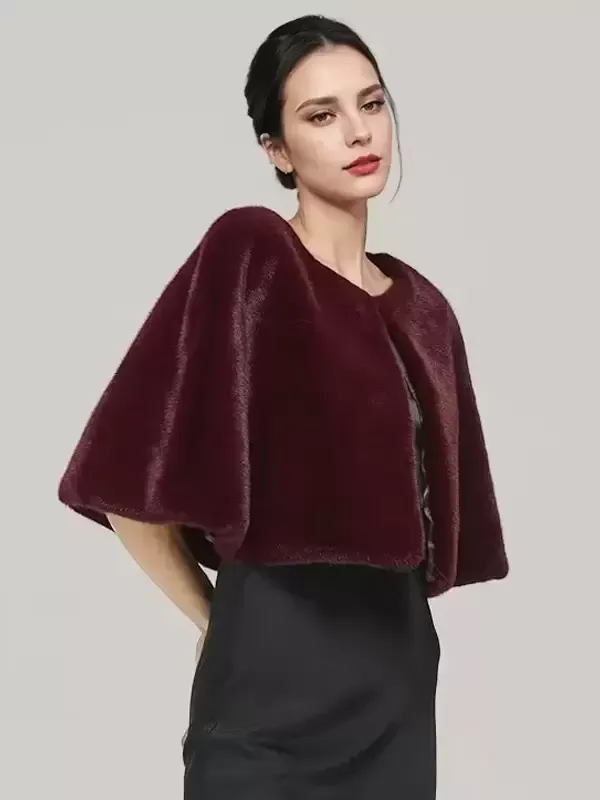 Women Poncho Burgundy Cape