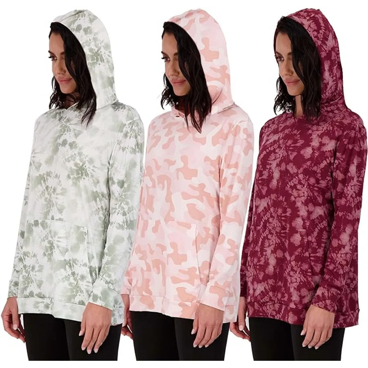 Women's Long Sleeve Pullover Hoodie (3-Pack)