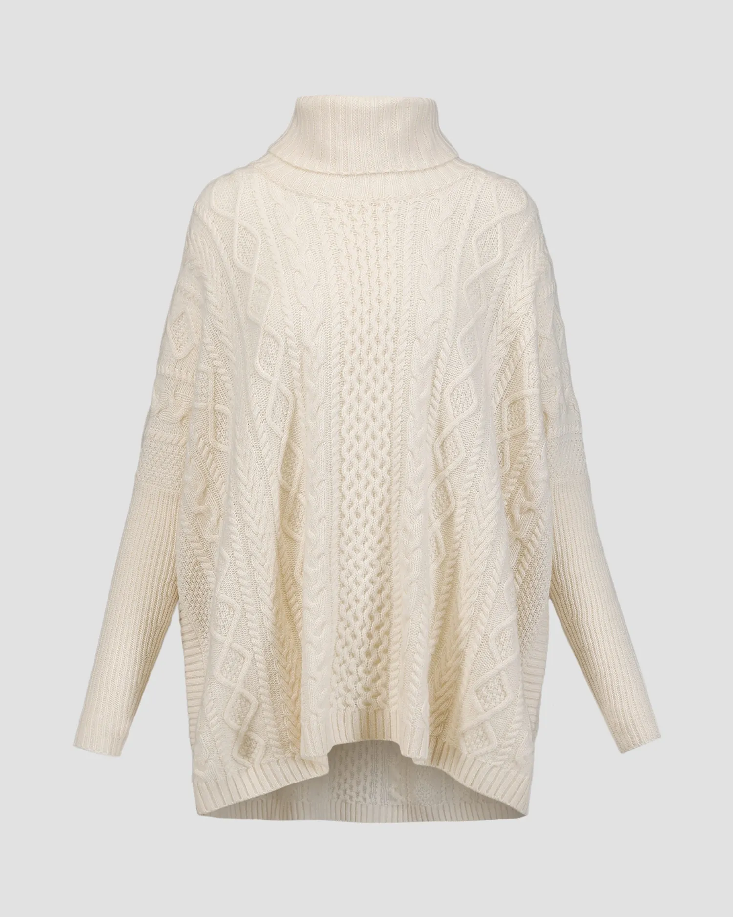 Women's white cashmere poncho Kujten Tami F2488-755