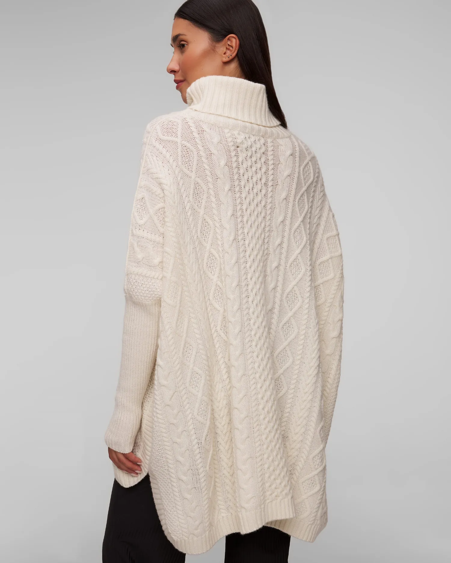 Women's white cashmere poncho Kujten Tami F2488-755