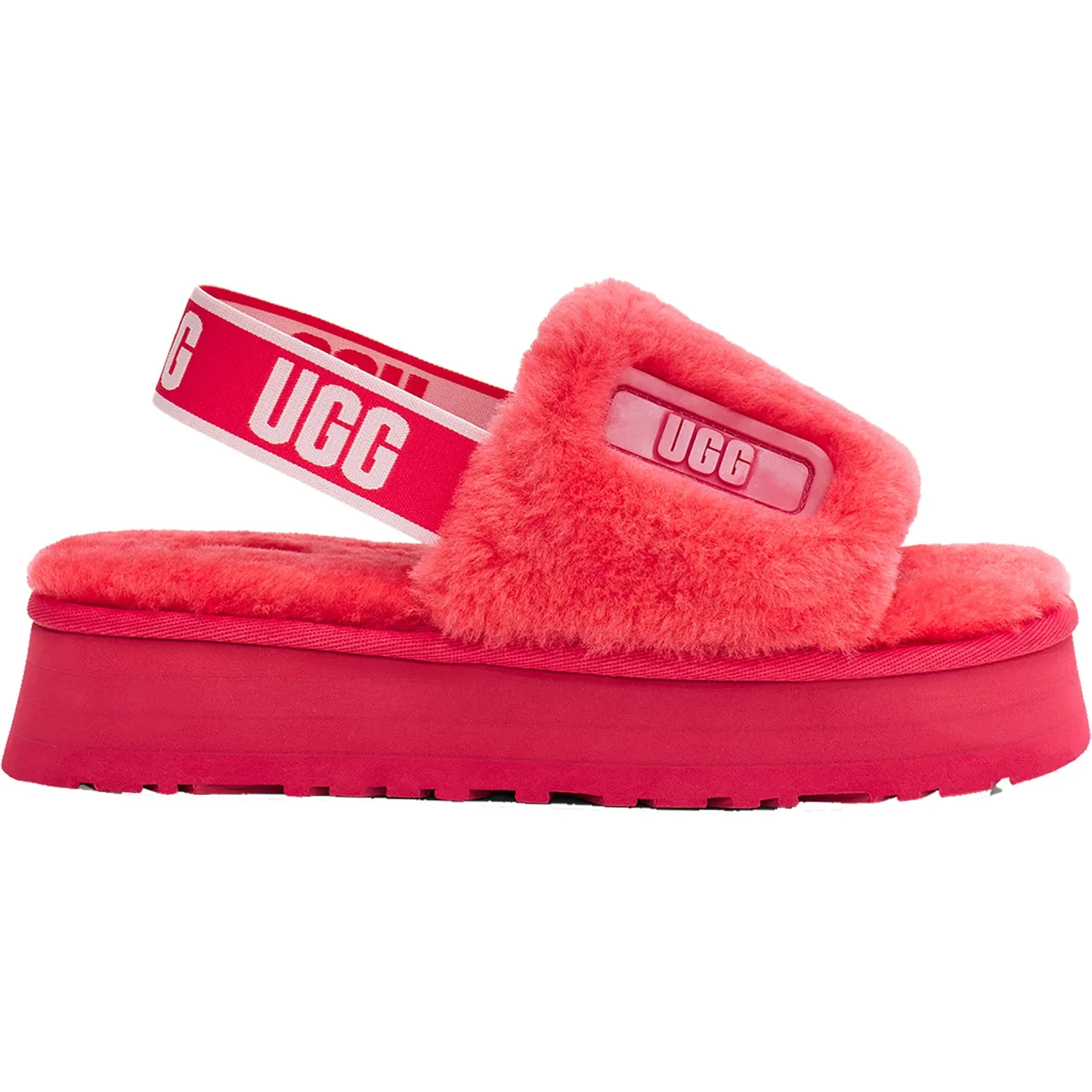 Women's UGG Disco Slide Hibiscus Pink Sheepskin