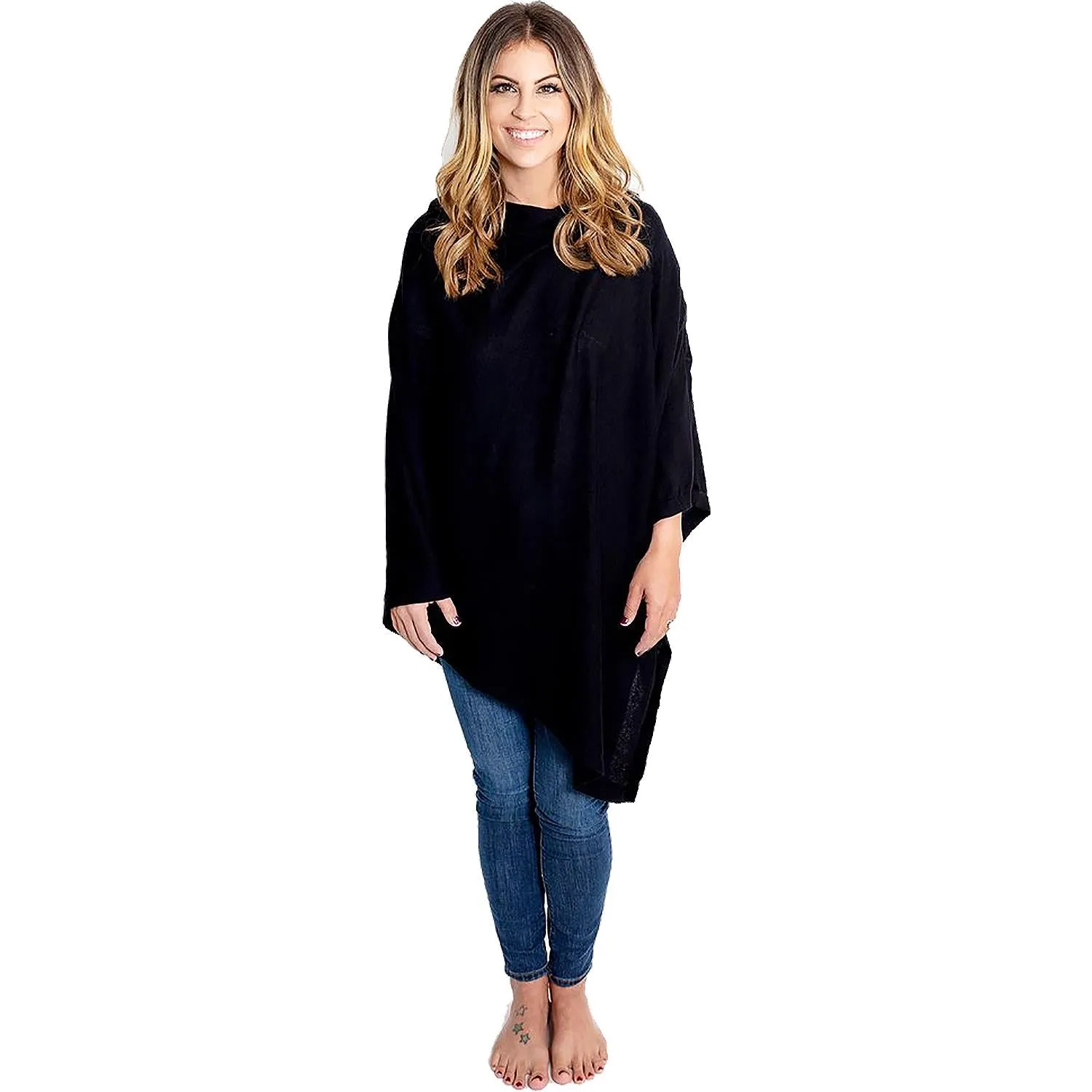 Women's Zestt Organics Organic Cotton Travel Poncho Black