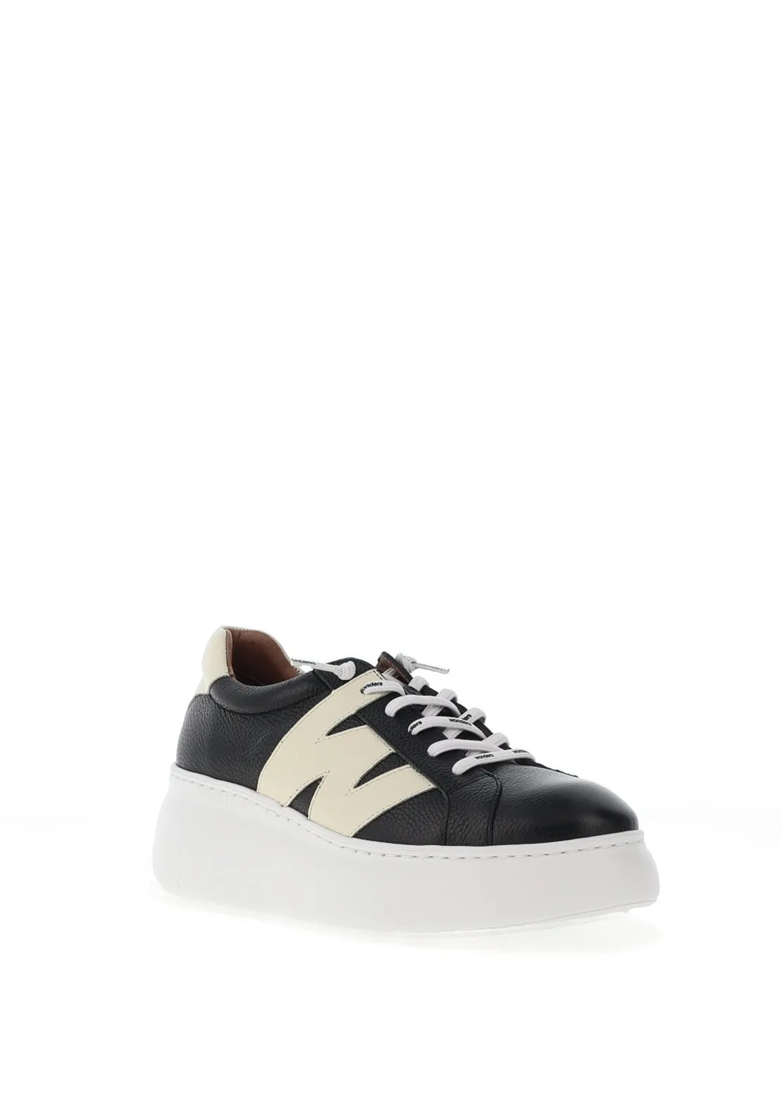 Wonders Dorita Leather Wedge Trainers, Black