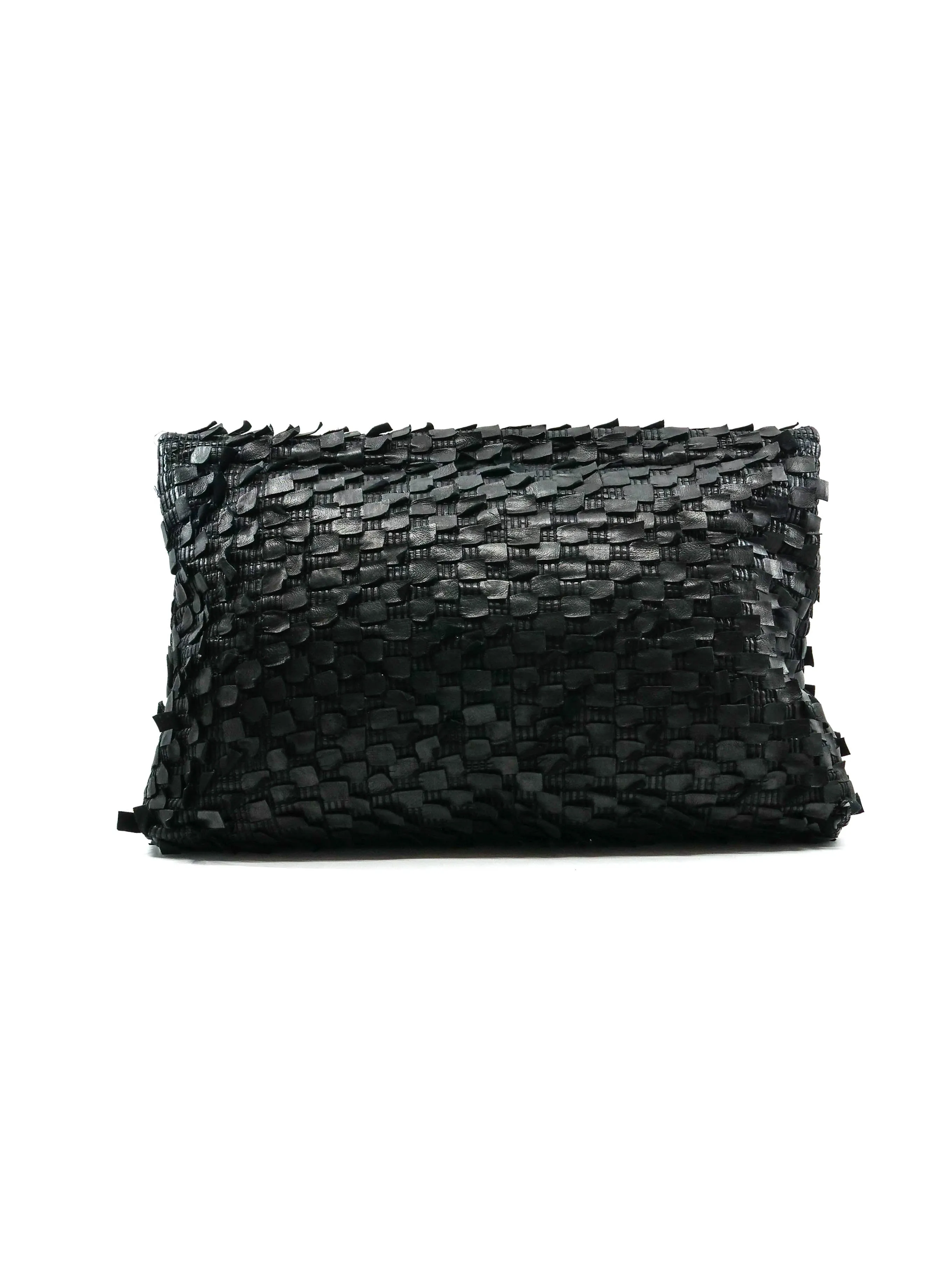 Woven Leather Envelope Clutch