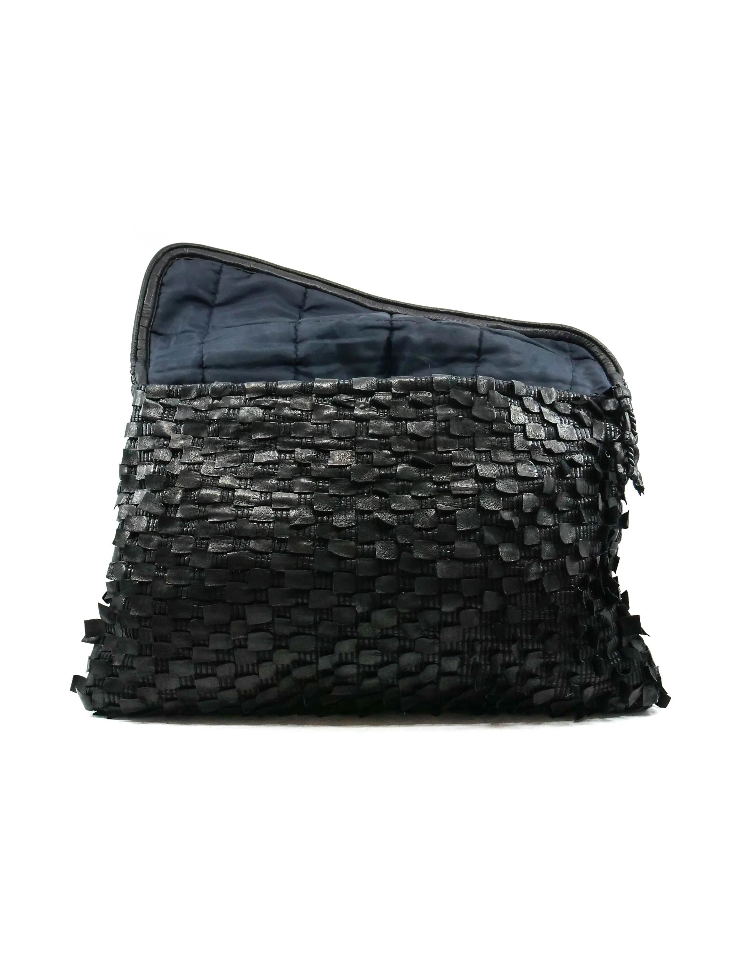 Woven Leather Envelope Clutch