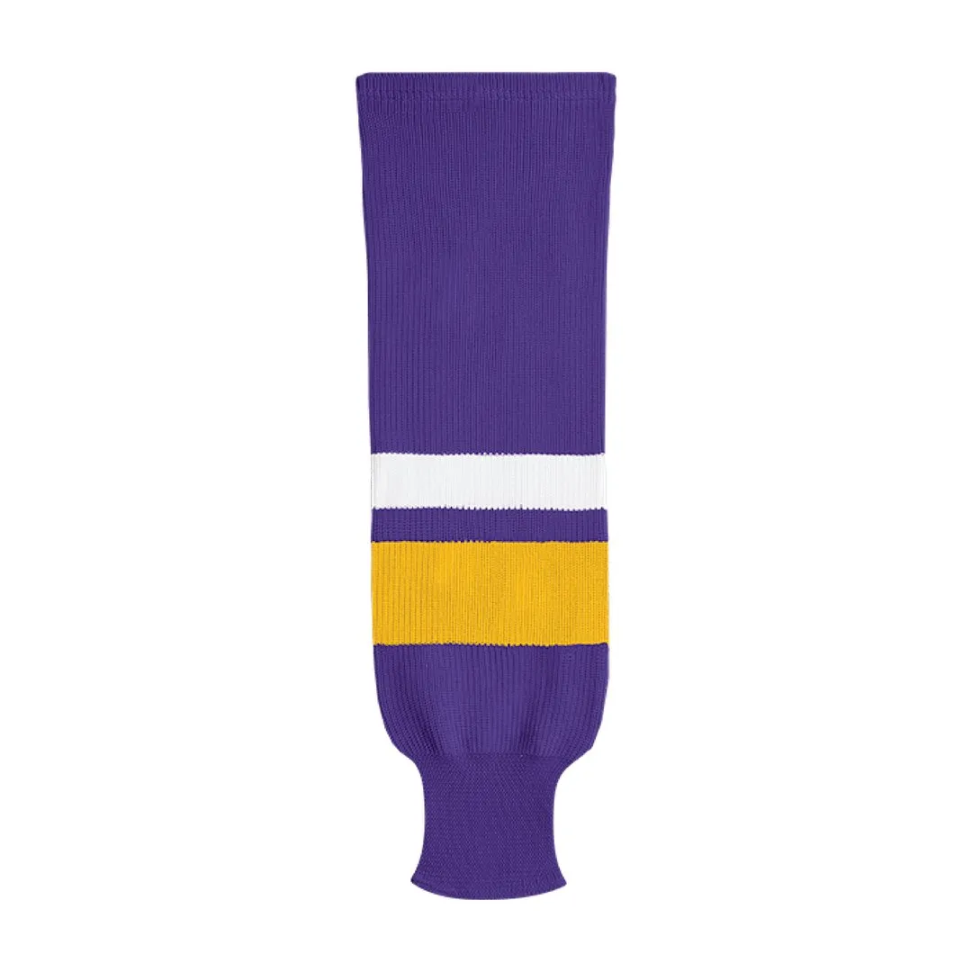 X9800 Knit Hockey Socks: Purple/Gold/White