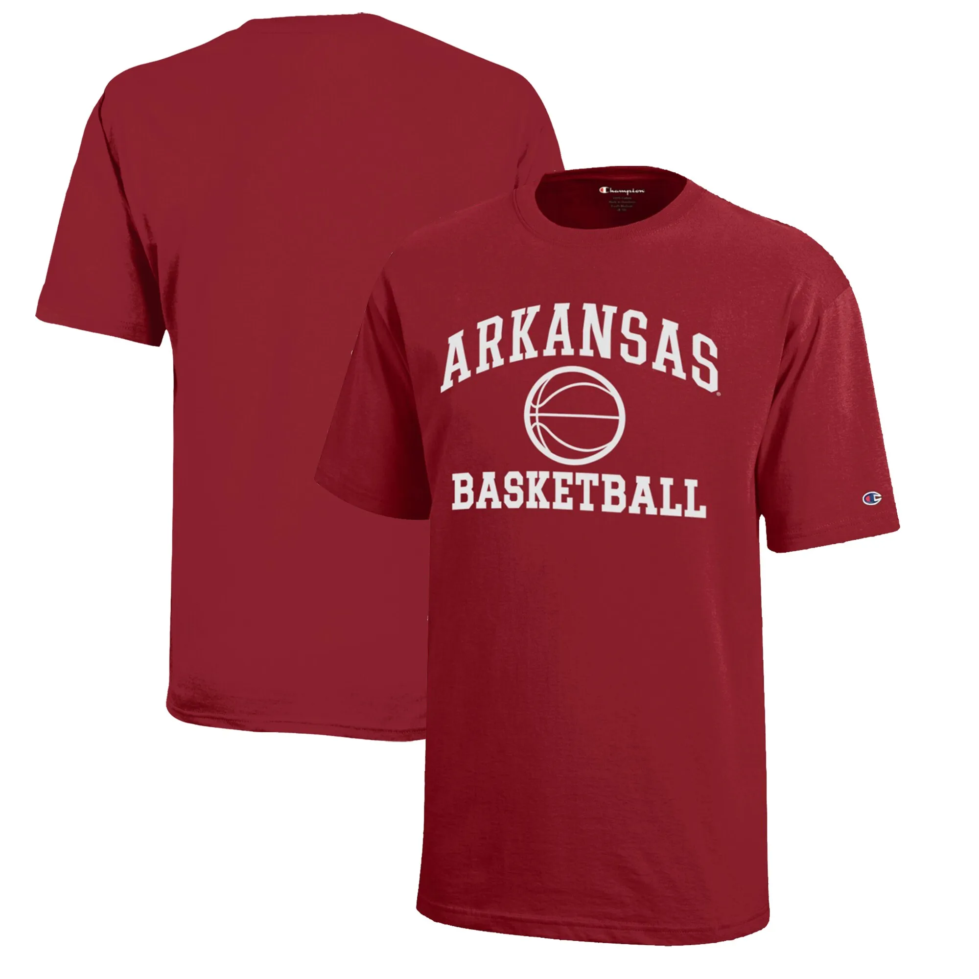 Youth Champion  Cardinal Arkansas Razorbacks Icon Logo Basketball T-Shirt