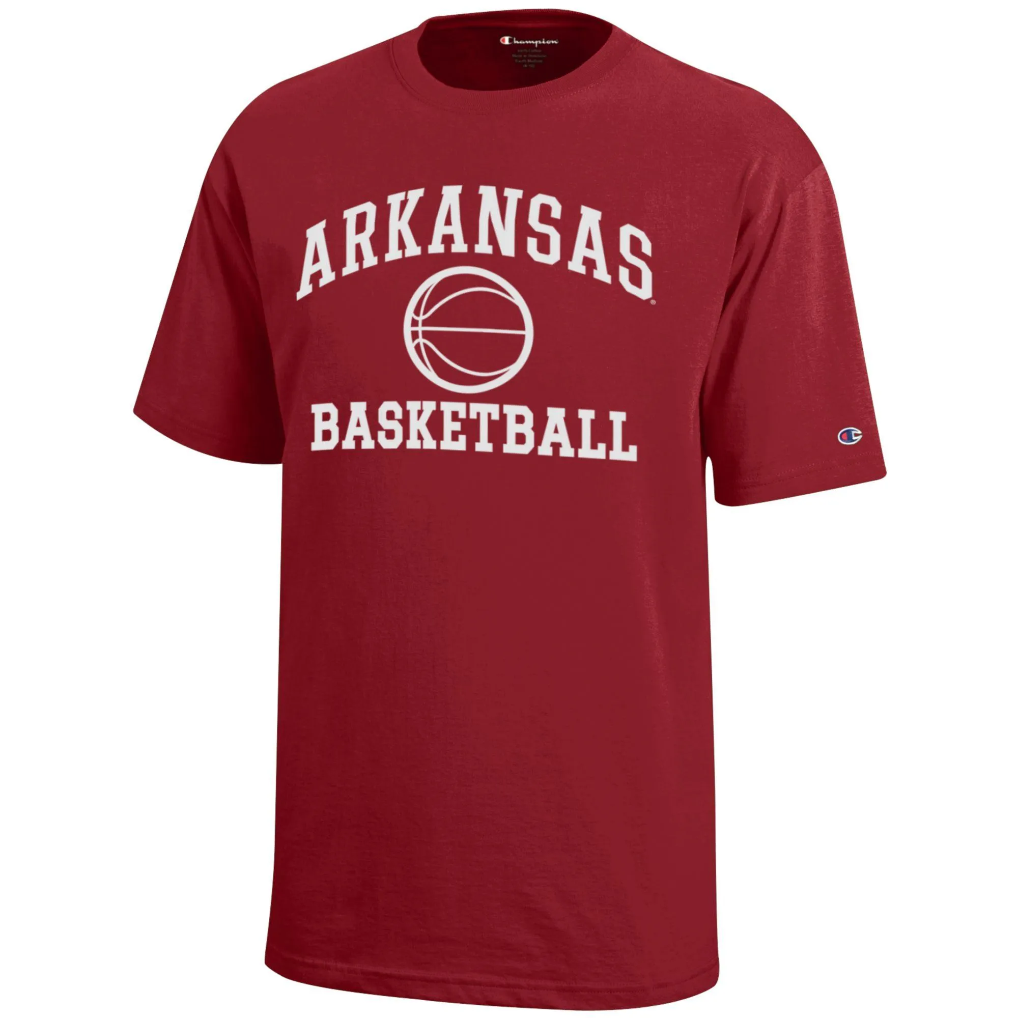 Youth Champion  Cardinal Arkansas Razorbacks Icon Logo Basketball T-Shirt