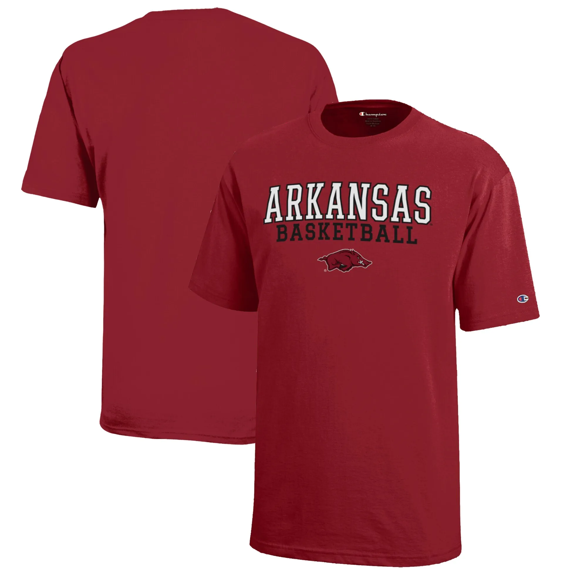 Youth Champion  Cardinal Arkansas Razorbacks Stacked Logo Basketball T-Shirt