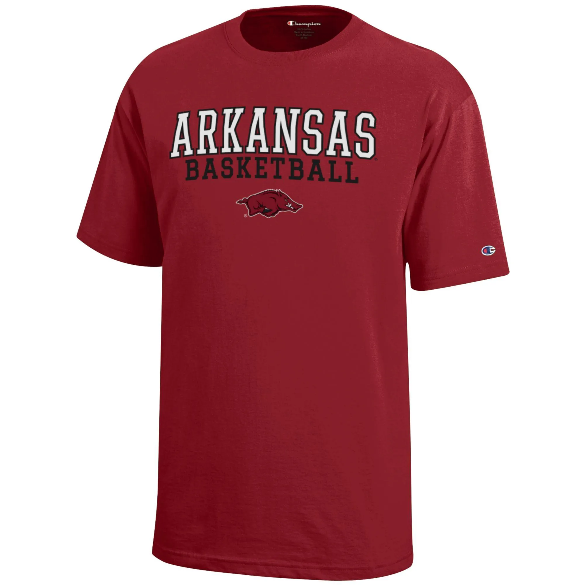 Youth Champion  Cardinal Arkansas Razorbacks Stacked Logo Basketball T-Shirt