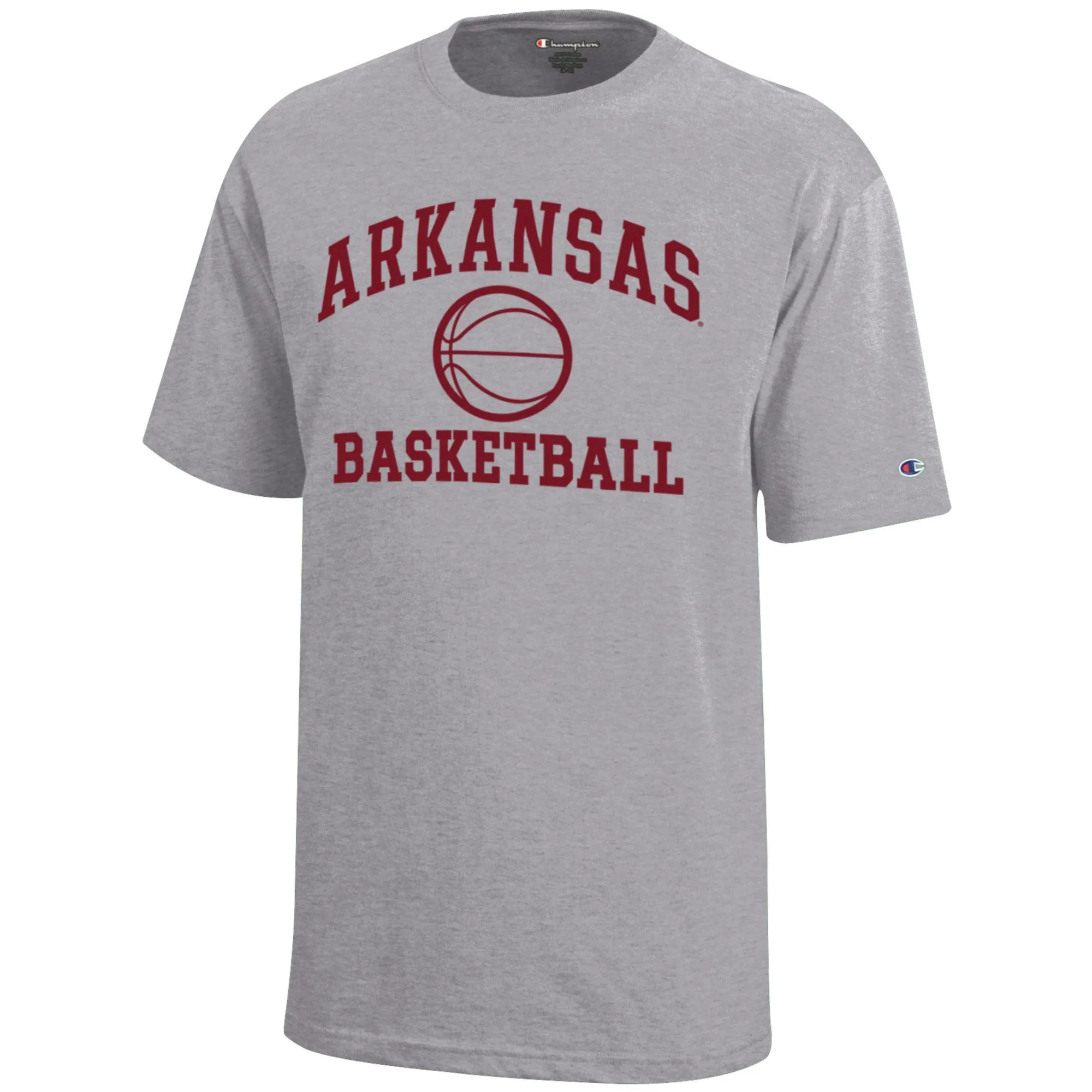 Youth Champion  Gray Arkansas Razorbacks Icon Logo Basketball T-Shirt