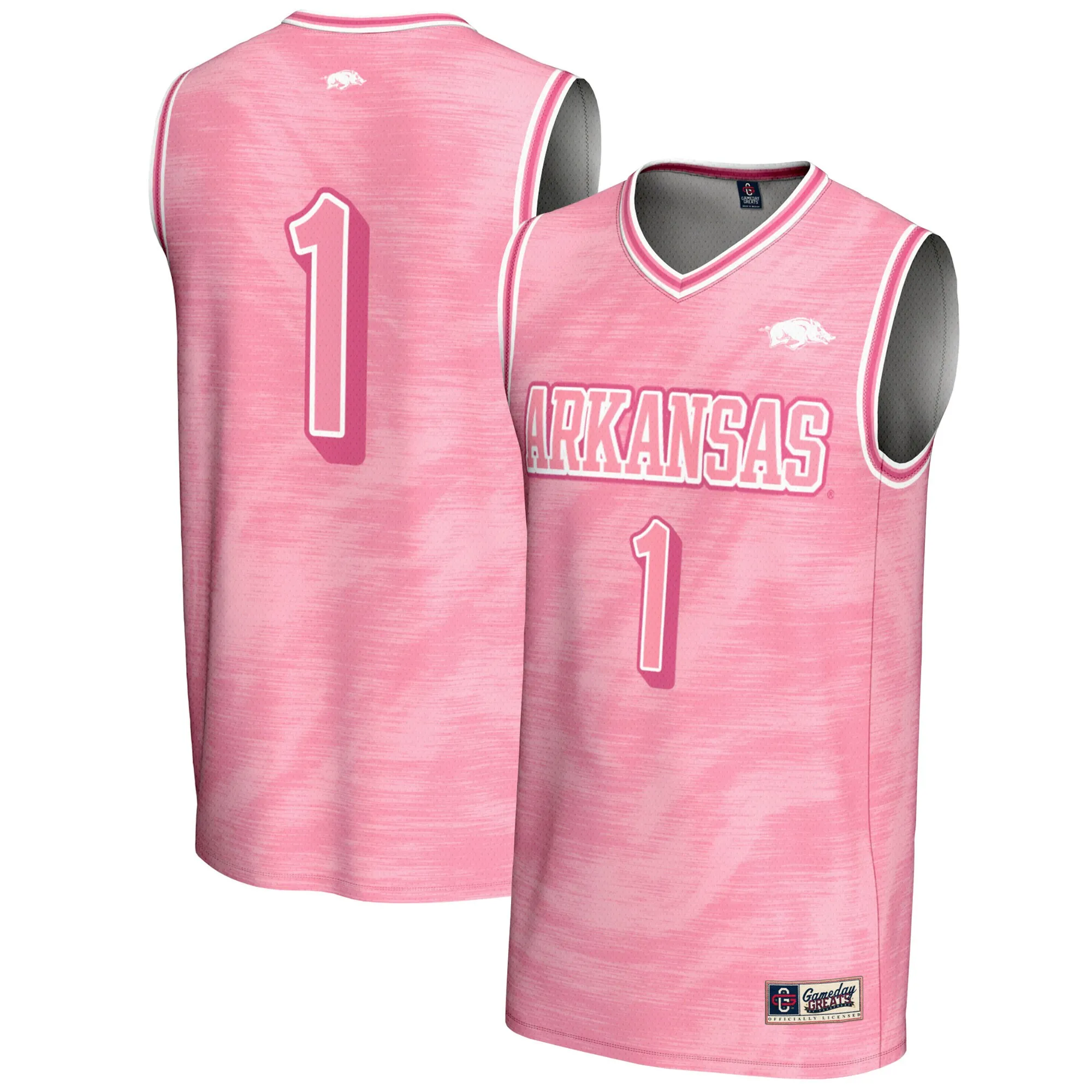 Youth GameDay Greats #1 Pink Arkansas Razorbacks Lightweight Basketball Jersey